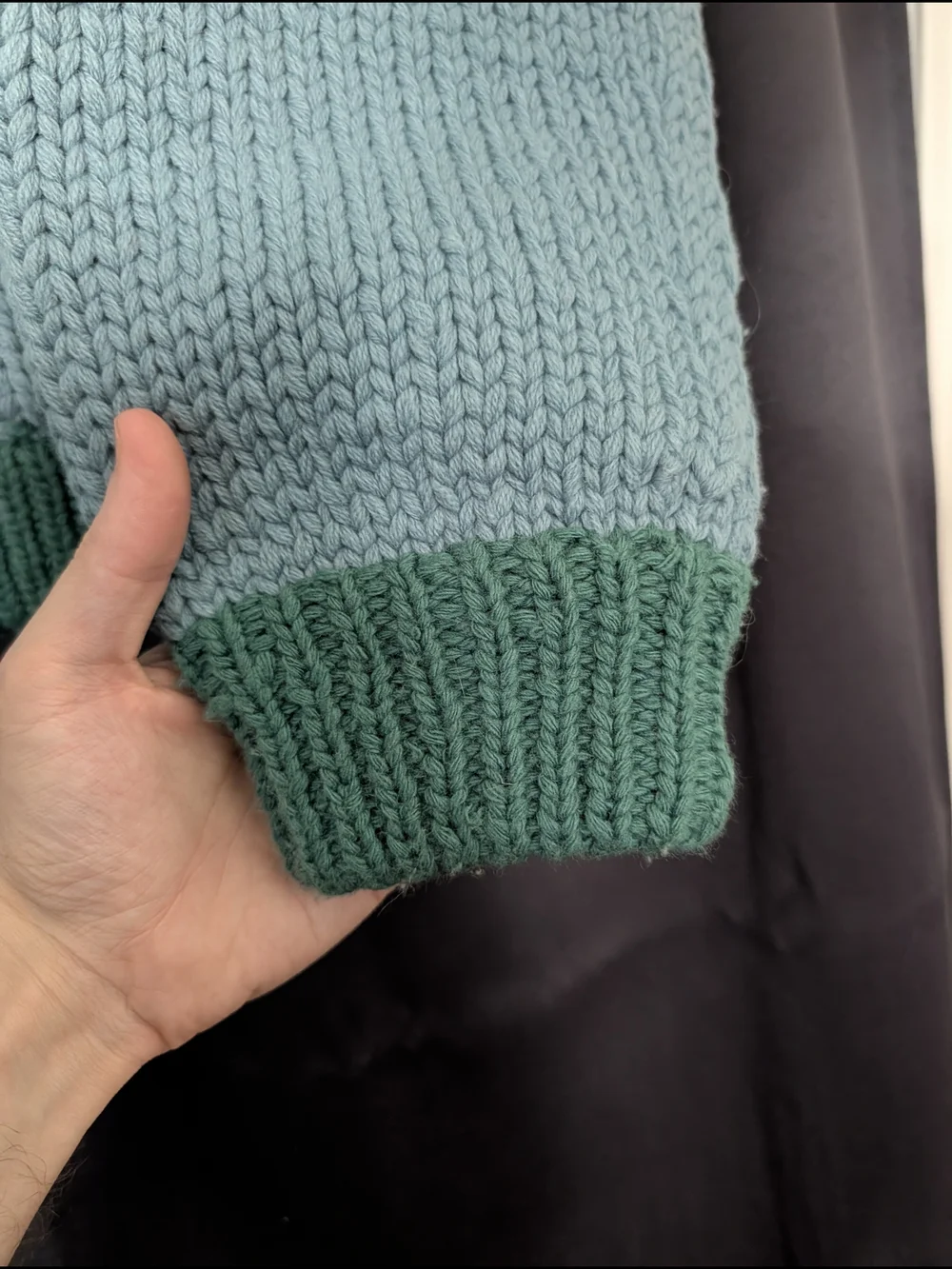 GIM CONTEXT Japanese Blue Green Knit Wool Bomber Jacket with Zip One Size